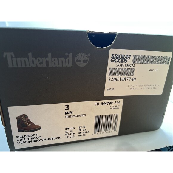 Timberland Youth Field Boots 6in Medium Brown Nubuck Size 3 - Picture 2 of 9